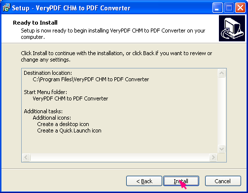 install VeryPDF CHM to PDF Converter:3